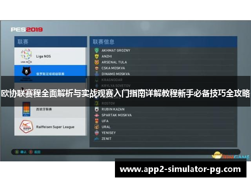 欧协联赛程全面解析与实战观赛入门指南详解教程新手必备技巧全攻略 欧协联赛程全面解析与实战观赛入门指南详解教程新手必备技巧全攻略